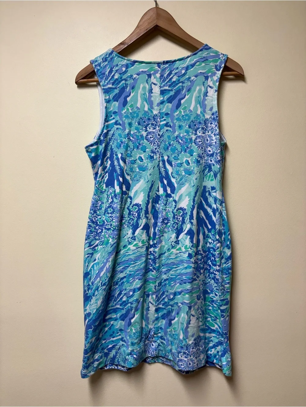 Lilly Pulitzer Harper Cotton Shift Dress Blue Haven Hey Hey Soleil - Medium
